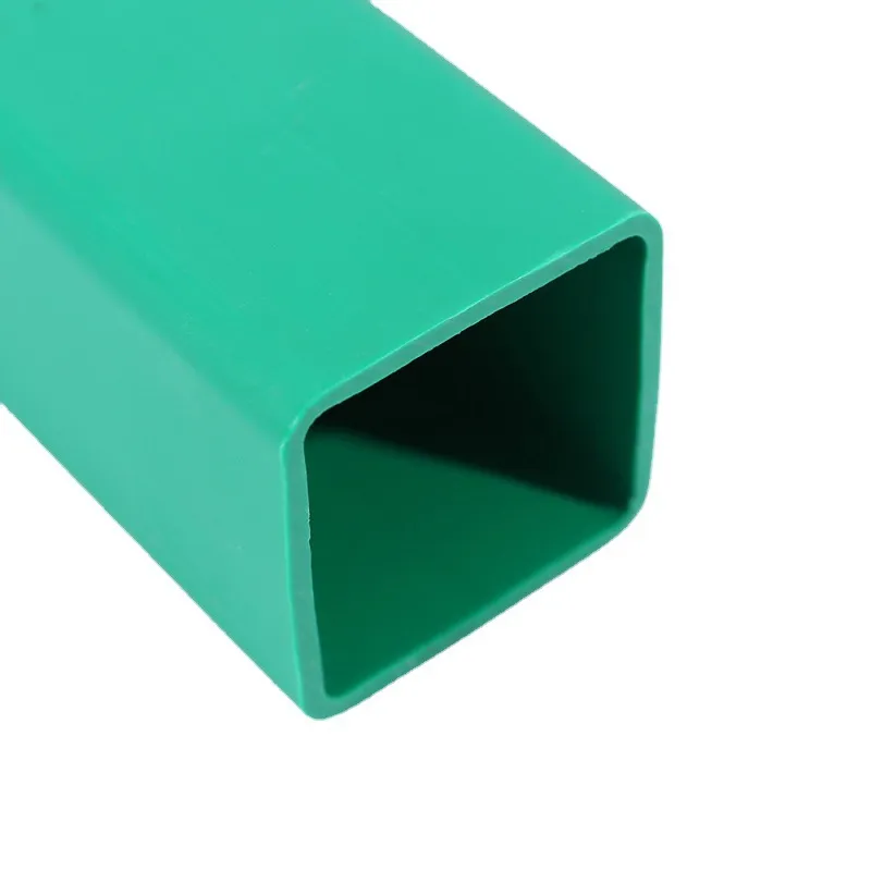 Plastic Green Square Pipe Special PVC Extruded Profiles