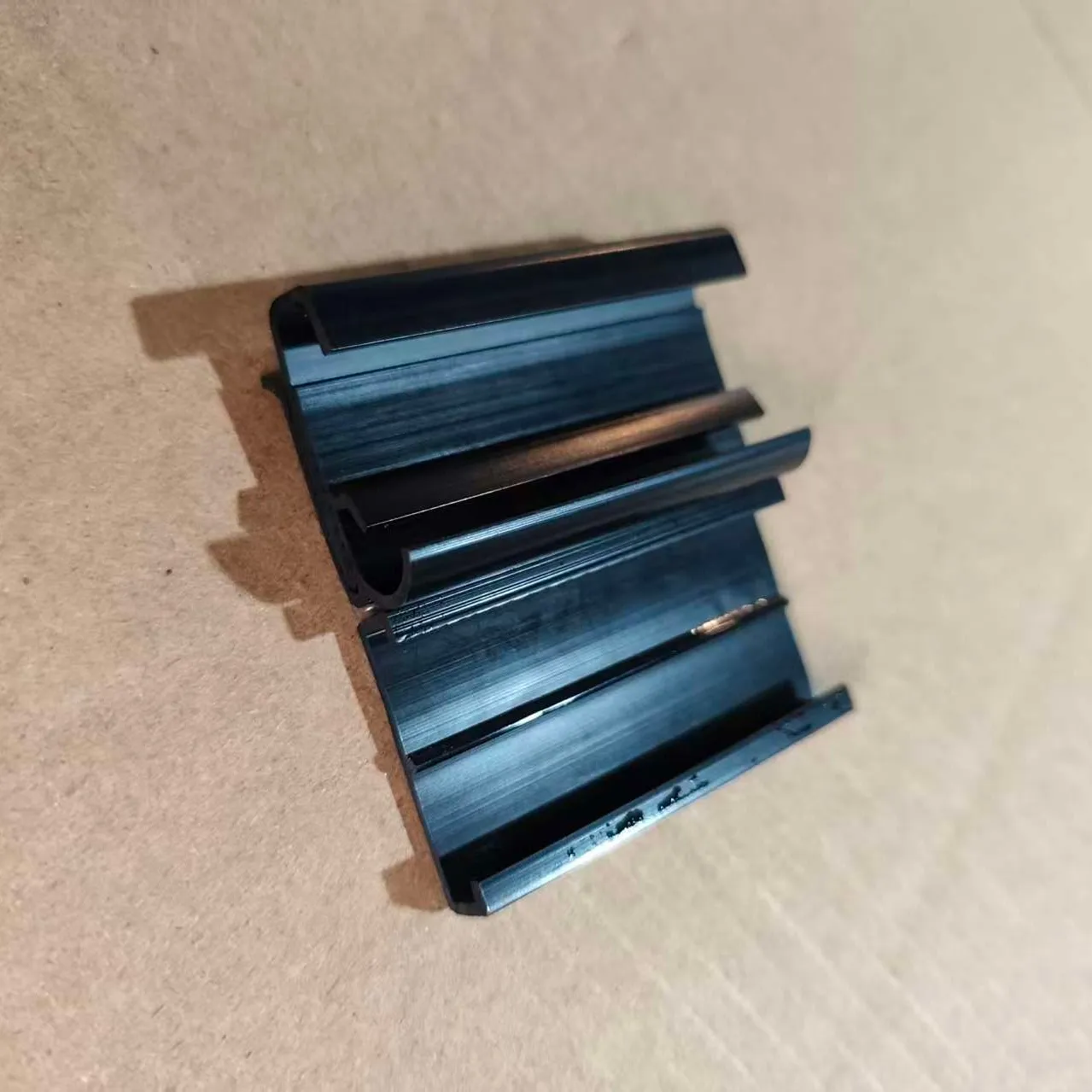 Black Multi-Slot PVC Extrusion Profile Double U Channel Sliding Door Plastic Tra