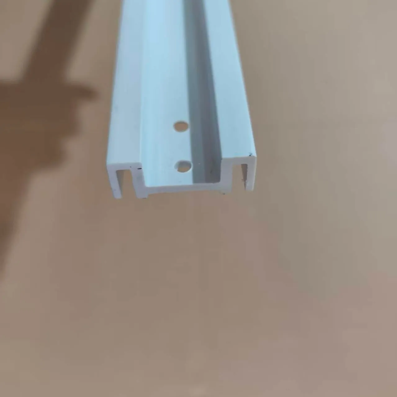 Pre-Drilled U Shape Plastic Channel Strip PVC Sliding Rail For Cabinet & Dis